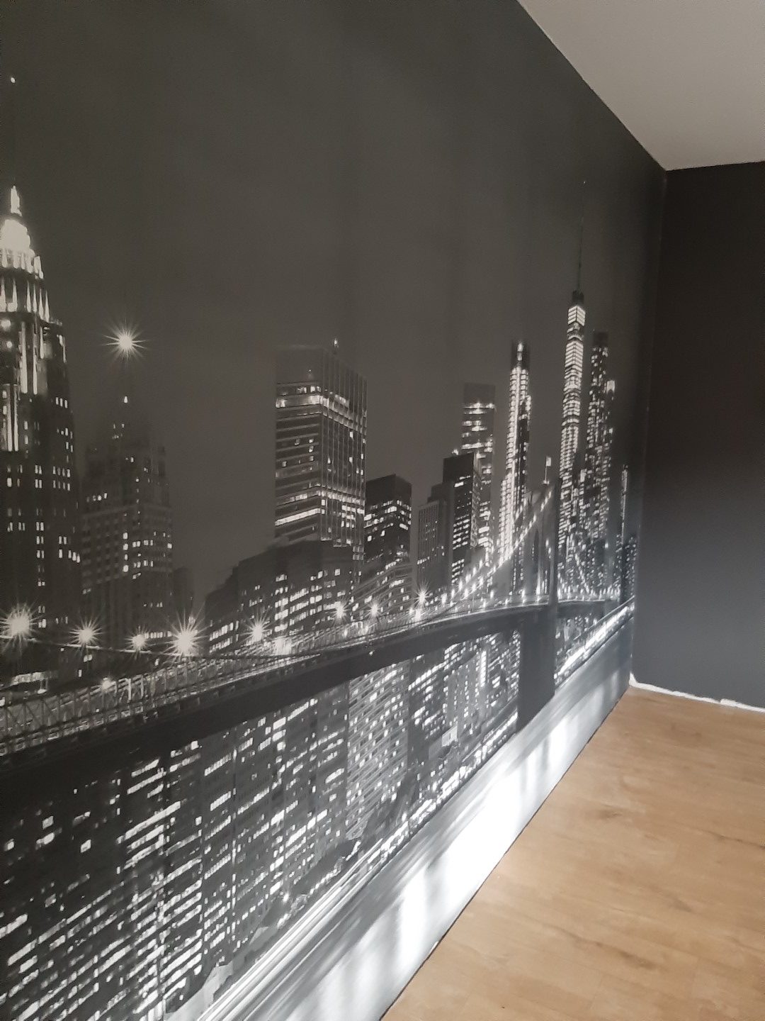 fotobehang skyline wandafwerking