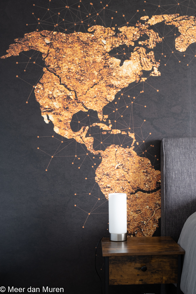 fotobehang slaapkamer wereldkaart goud emmen